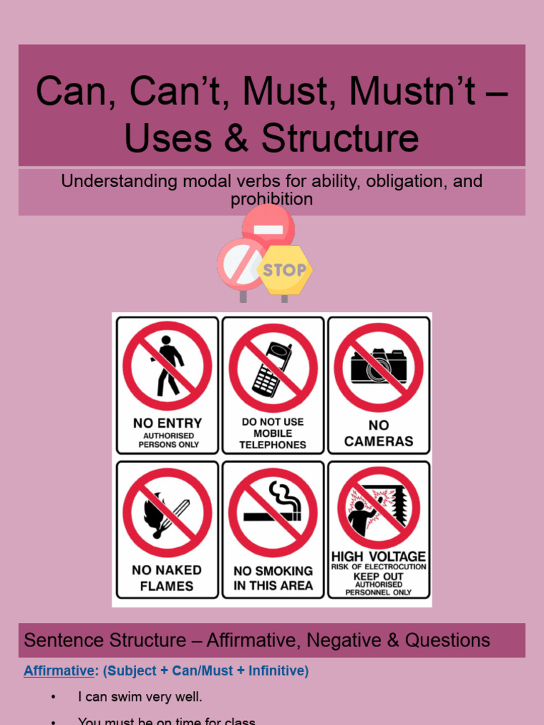 Modal Verbs: Can, Can't, Must, Mustn't | PDF