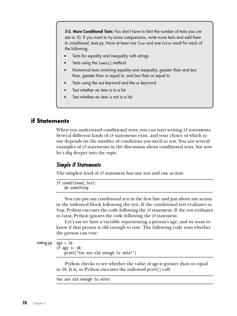 Conditional Tests and If Statements in Python | PDF