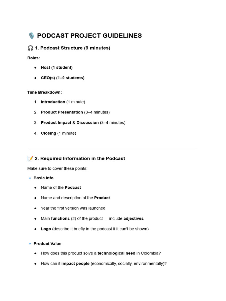 Podcast Project Guidelines for Colombia | PDF