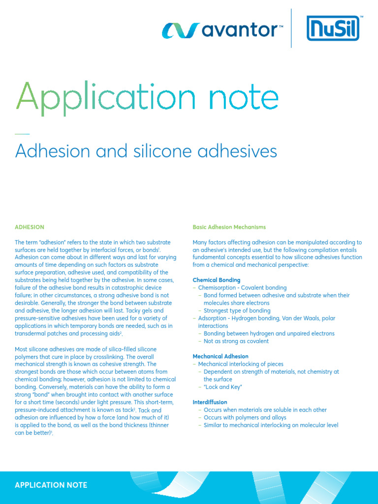 Silicone Adhesives: Adhesion Insights | PDF | Adhesive | Adhesion