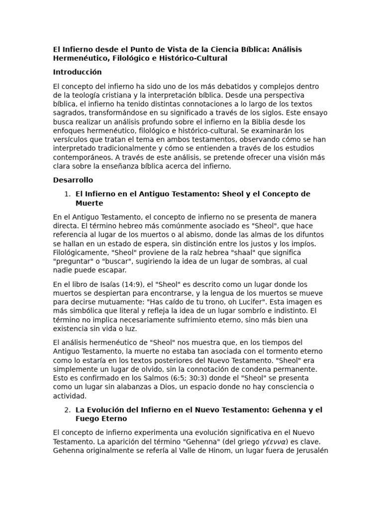 Infierno en la Biblia: Análisis Teológico | PDF | Infierno | Biblia
