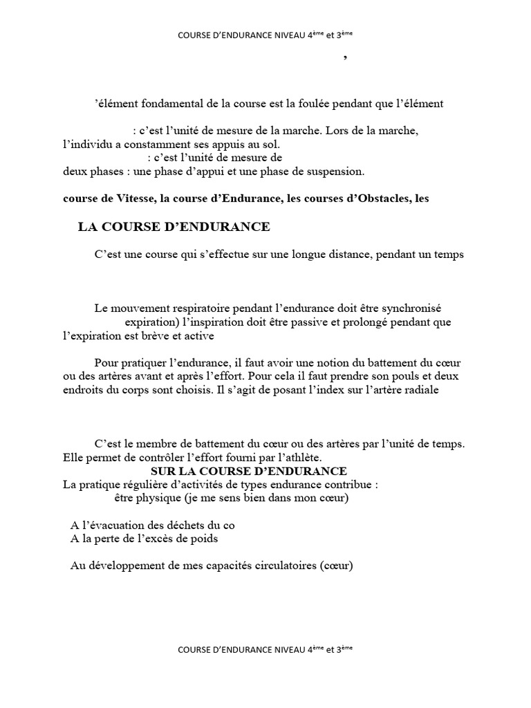 Définition de la course d'endurance | PDF