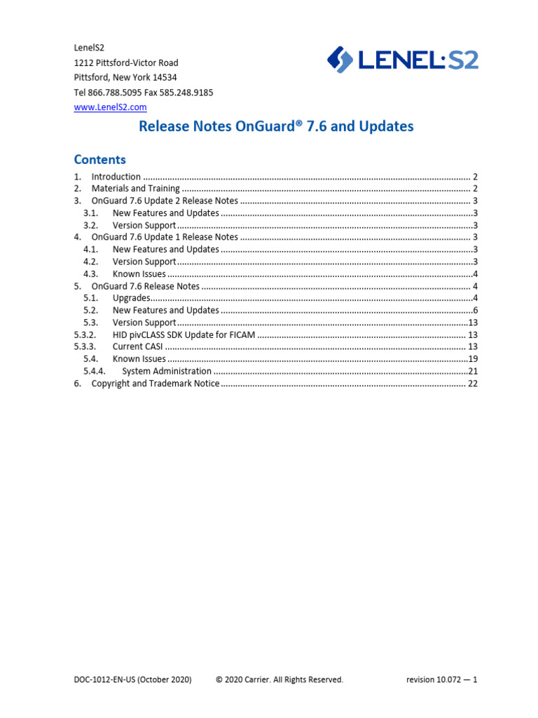 OnGuard 7.6 Release Notes Summary | PDF | Internet Information Services ...