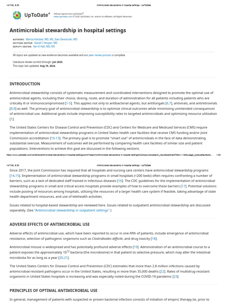 Antimicrobial Stewardship in Hospitals | PDF | Infection ...