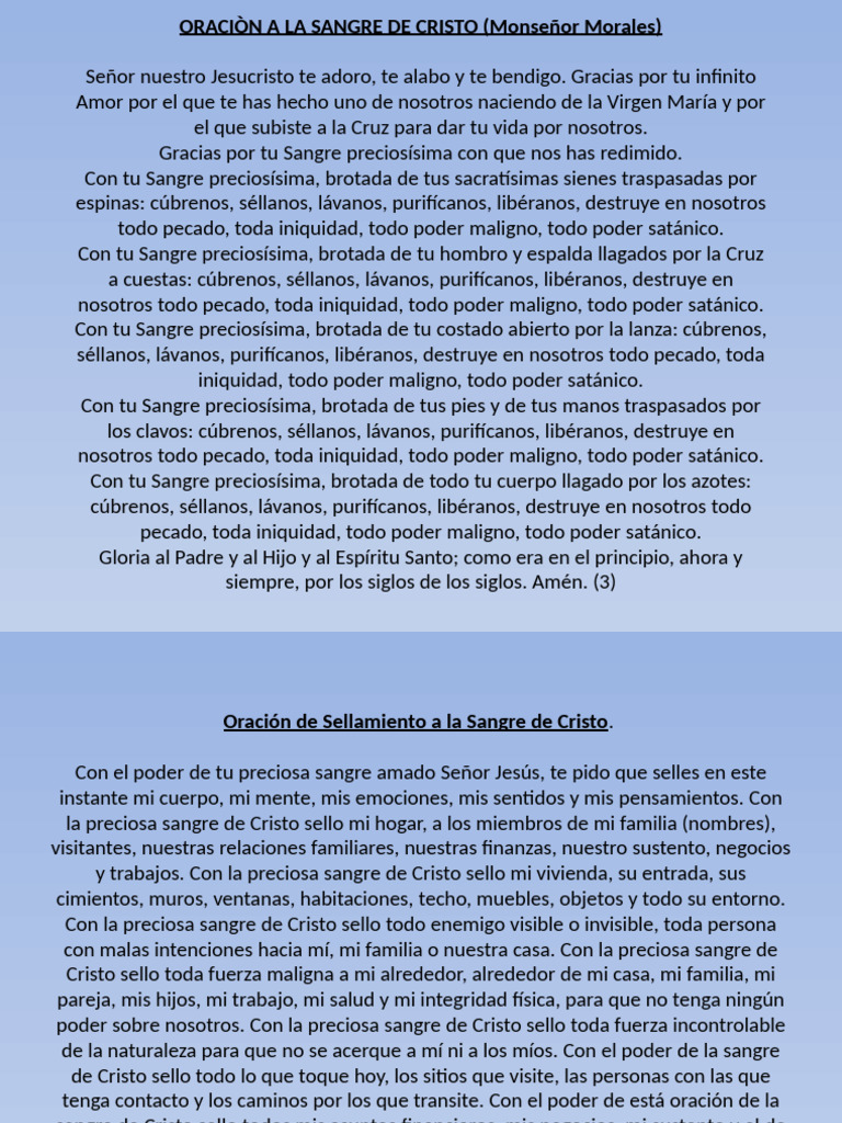 Oraciòn A La Sangre de Cristo | PDF | Cristo (título) | Oración