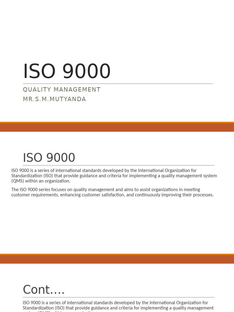 ISO 9000 Quality Management Overview | PDF | Quality Management ...