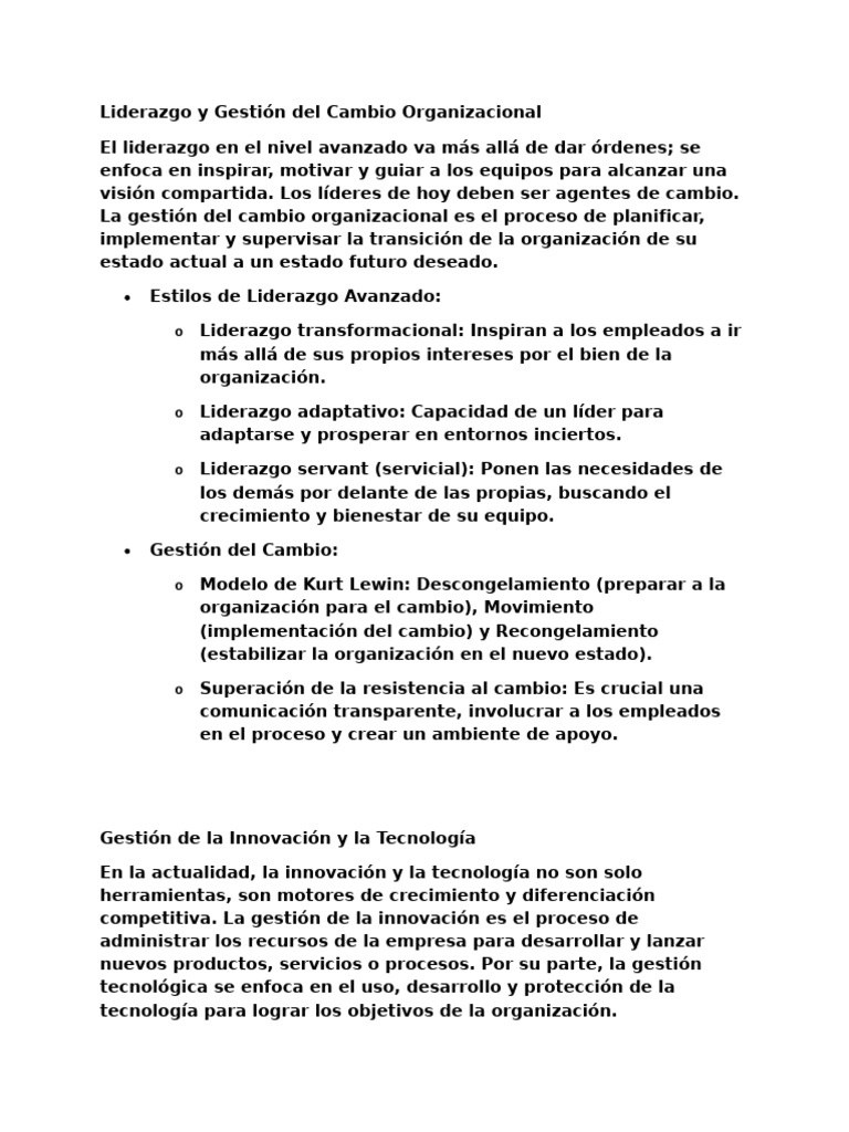 Liderazgo y Cambio Organizacional Efectivo | PDF | Gestión estratégica ...