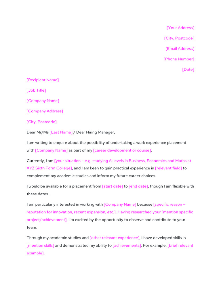 Work Experience Letter Template | PDF