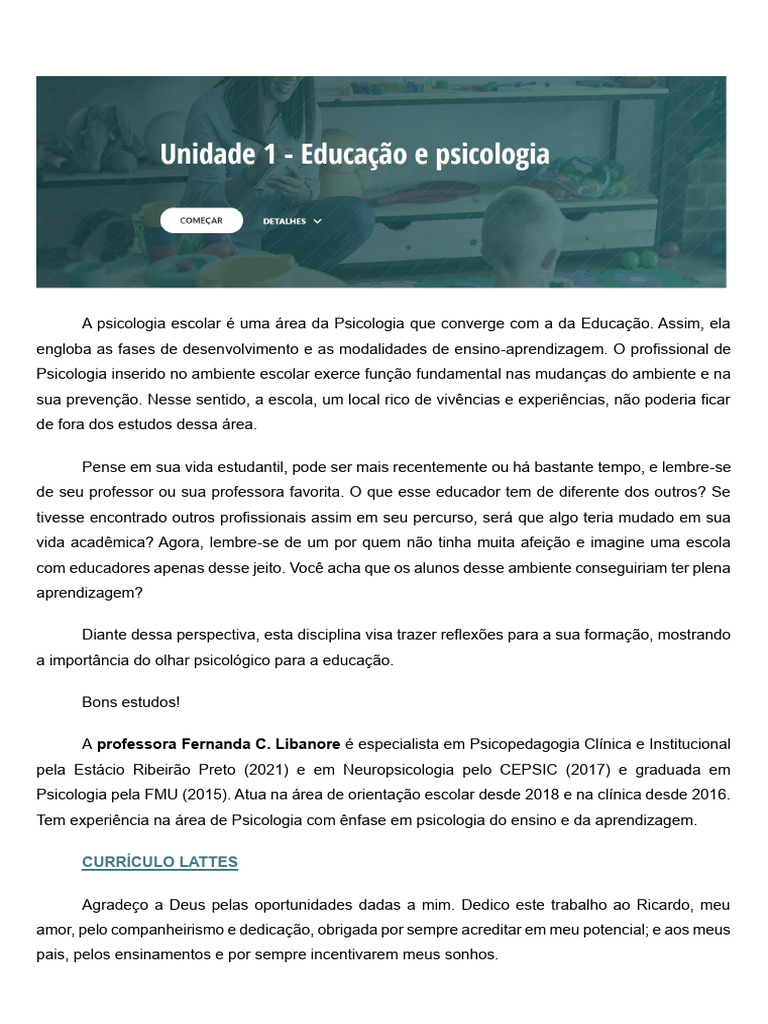 Psicologia da Educação e Aprendizagem | PDF | Aprendizado | Psicologia