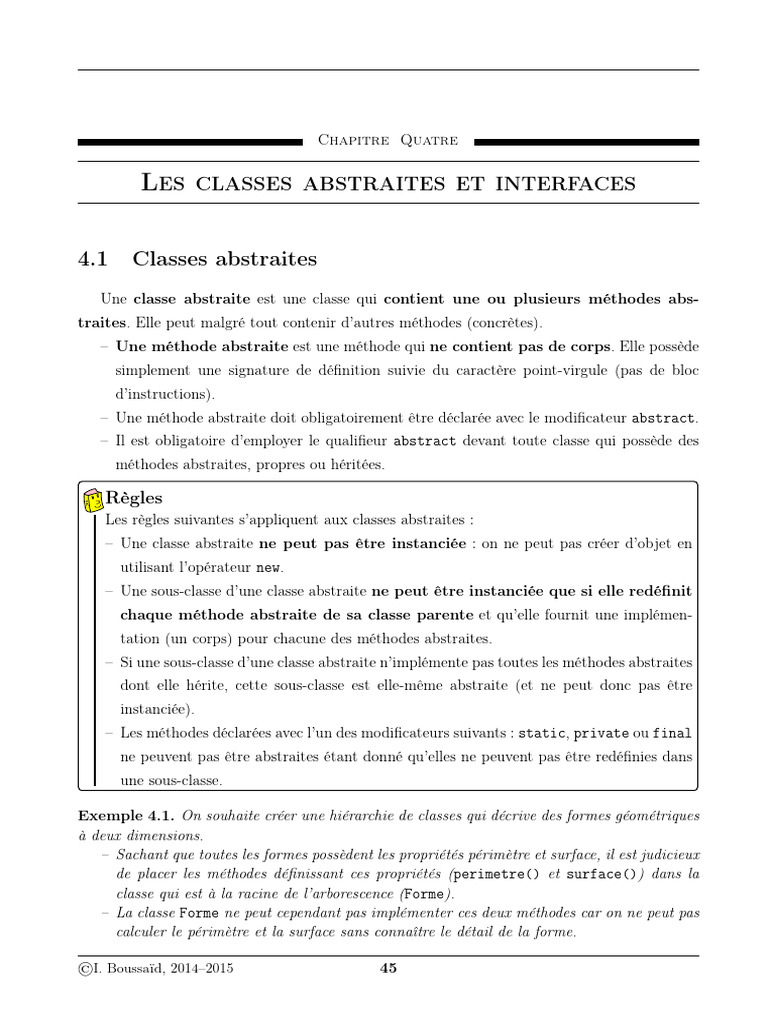 Classes Abstraites et Interfaces en Java | PDF | Classe (informatique ...