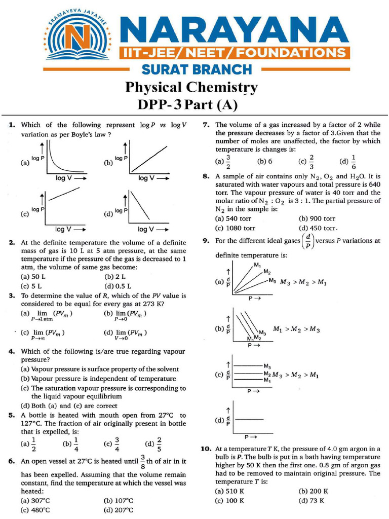 DPP-3 Physical Chemistry | PDF