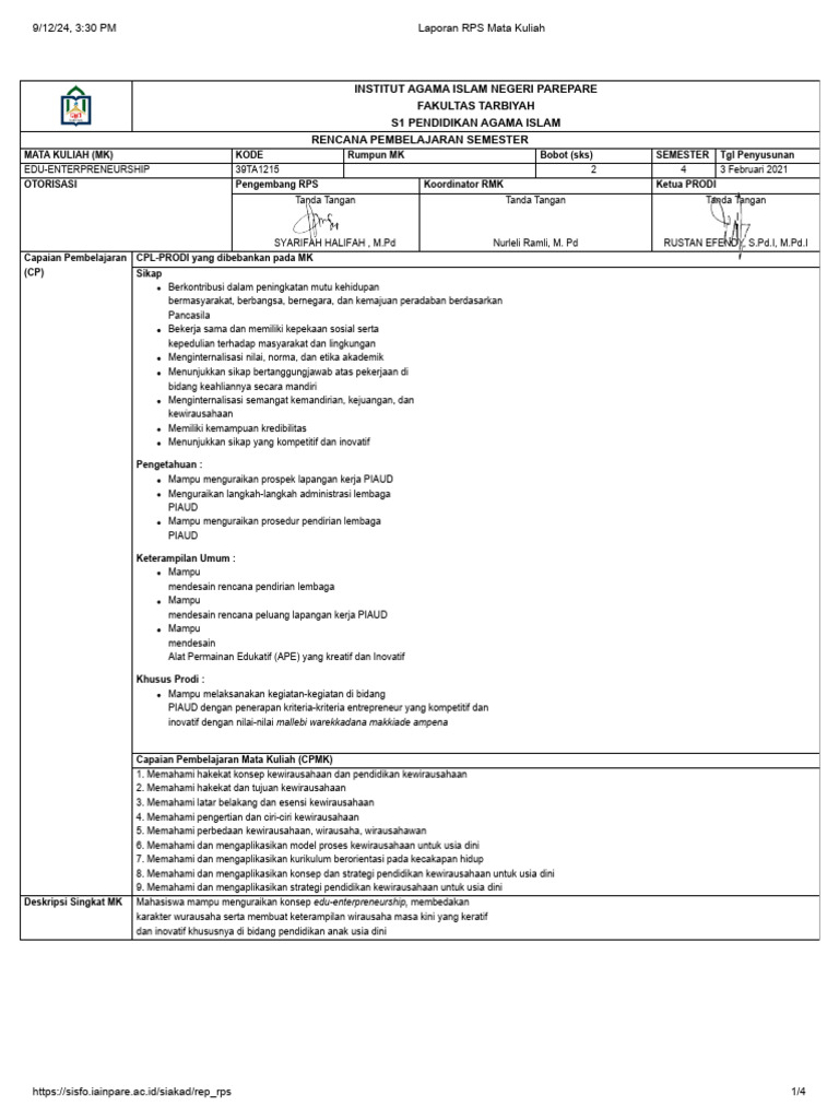 RPS Edu-Enterpreneurship | PDF