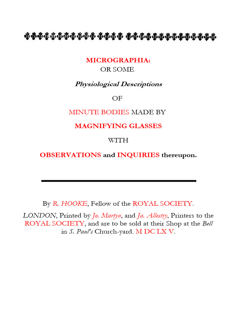 Hooke's Micrographia: Nature Unveiled | PDF