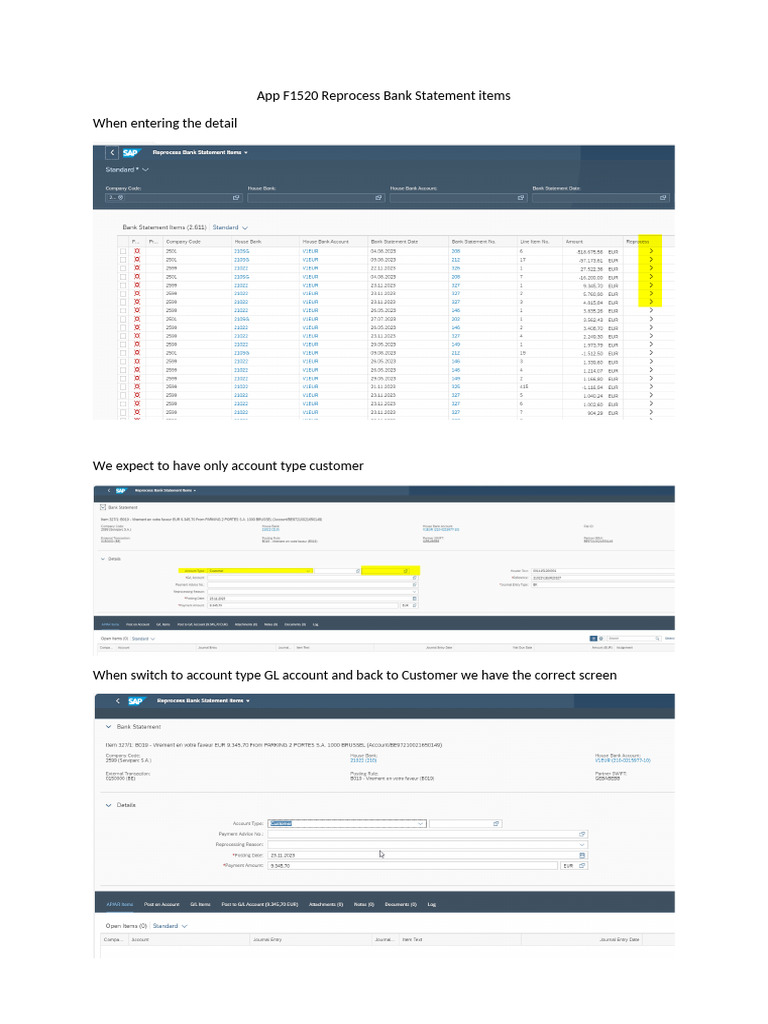App F1520 Reprocess Bank Statement Items Bug 241123 | PDF