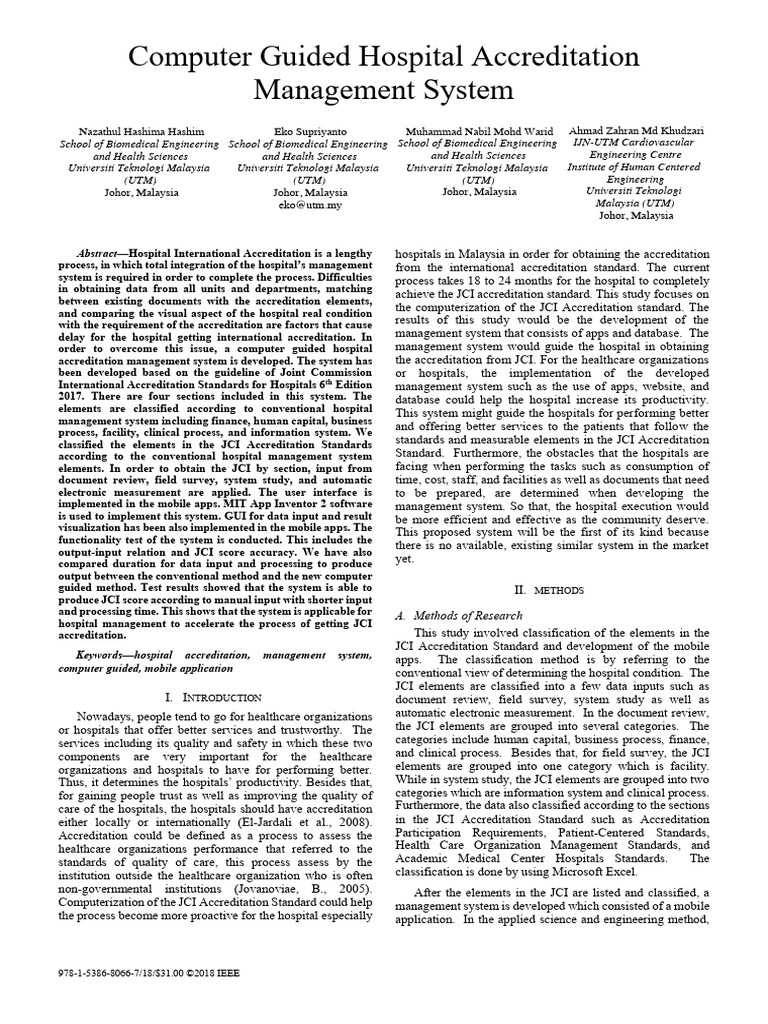 Computerized Hospital Accreditation System | PDF | Joint Commission ...