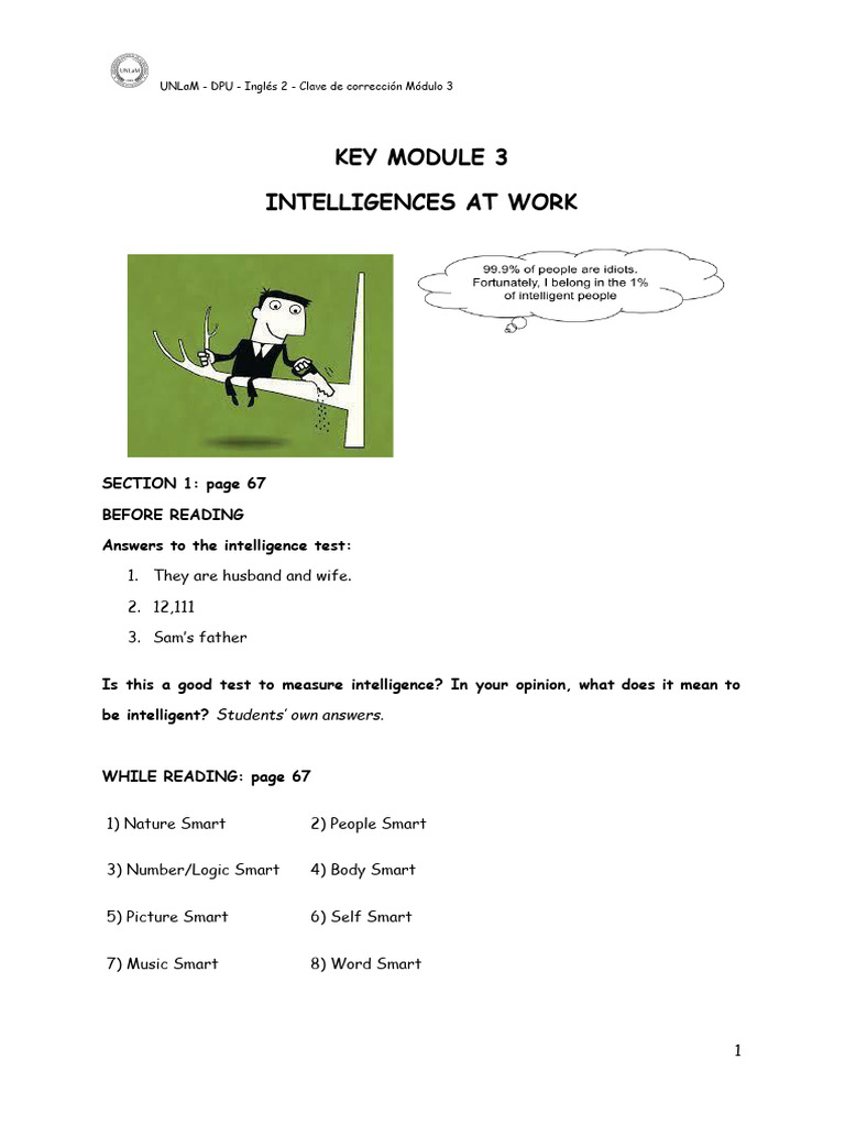 Module 3: Intelligences at Work Guide | PDF | Verb | Subject (Grammar)