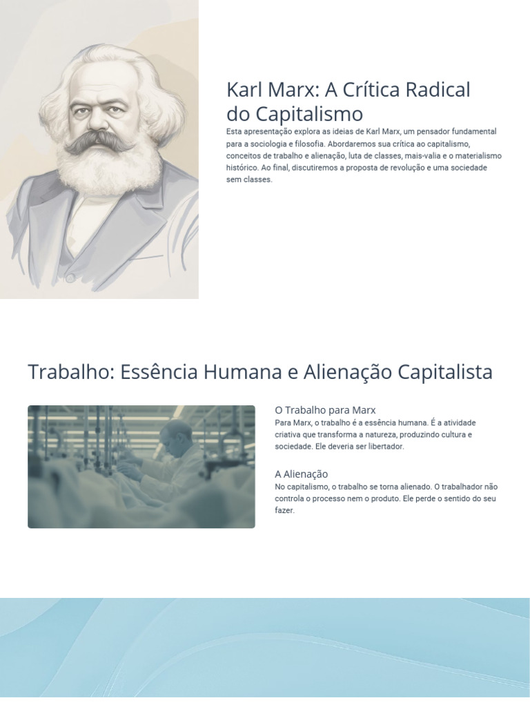 Crítica de Marx ao Capitalismo e Alienação | PDF | Karl Marx | Sociologia