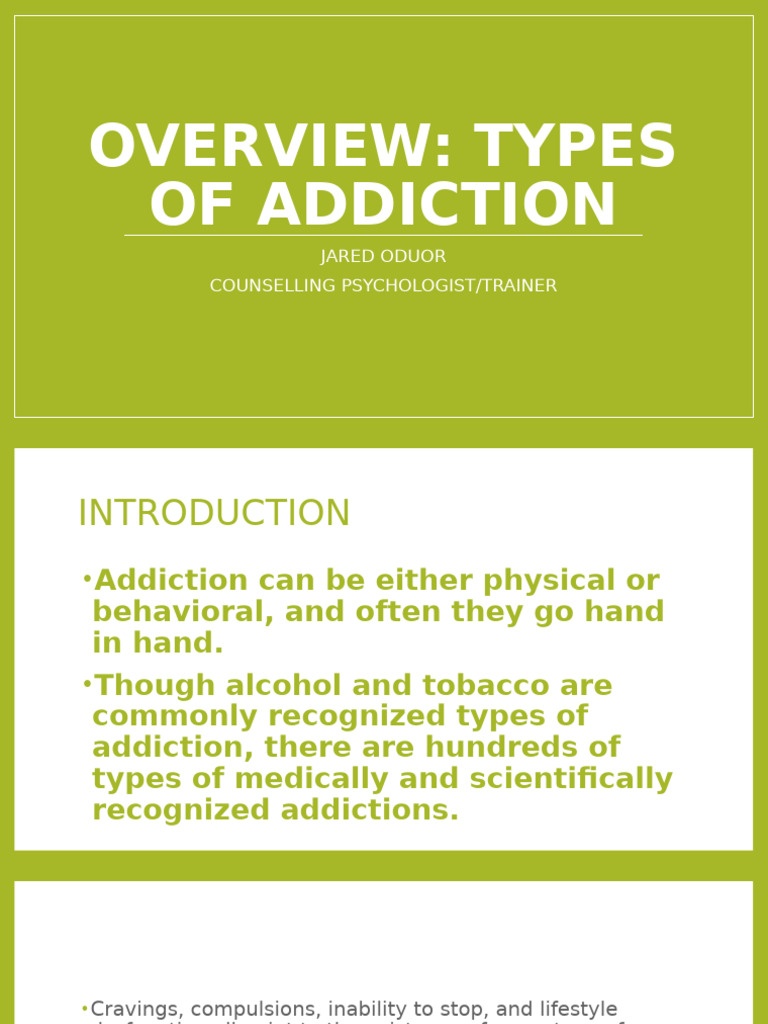 Overview of Addiction Types | PDF | Substance Abuse | Drugs