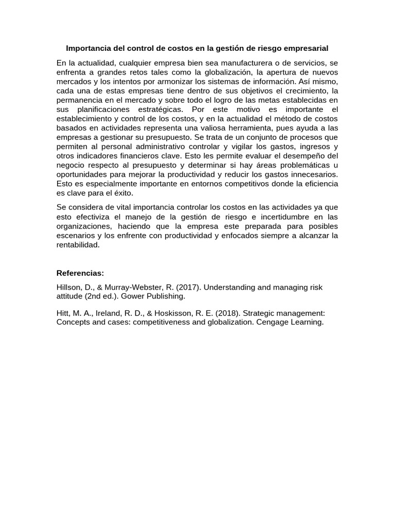 Control de Costos en La Gestión Empresarial | PDF