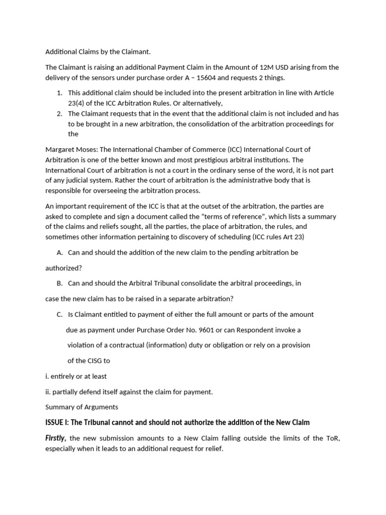 Additional Payment Claim Arbitration Issues | PDF | Arbitration ...