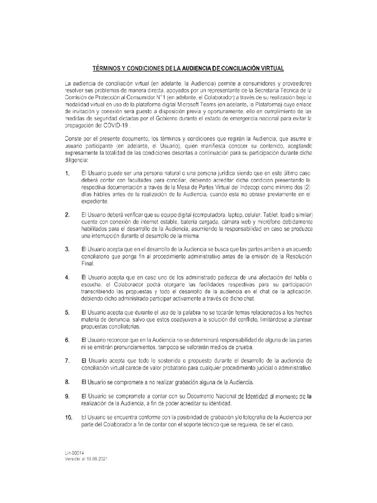 Terminos y Condiciones | PDF