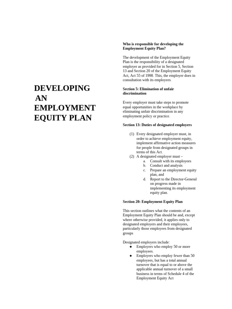 Employment Equity Plan Development Guide | PDF | Affirmative Action ...