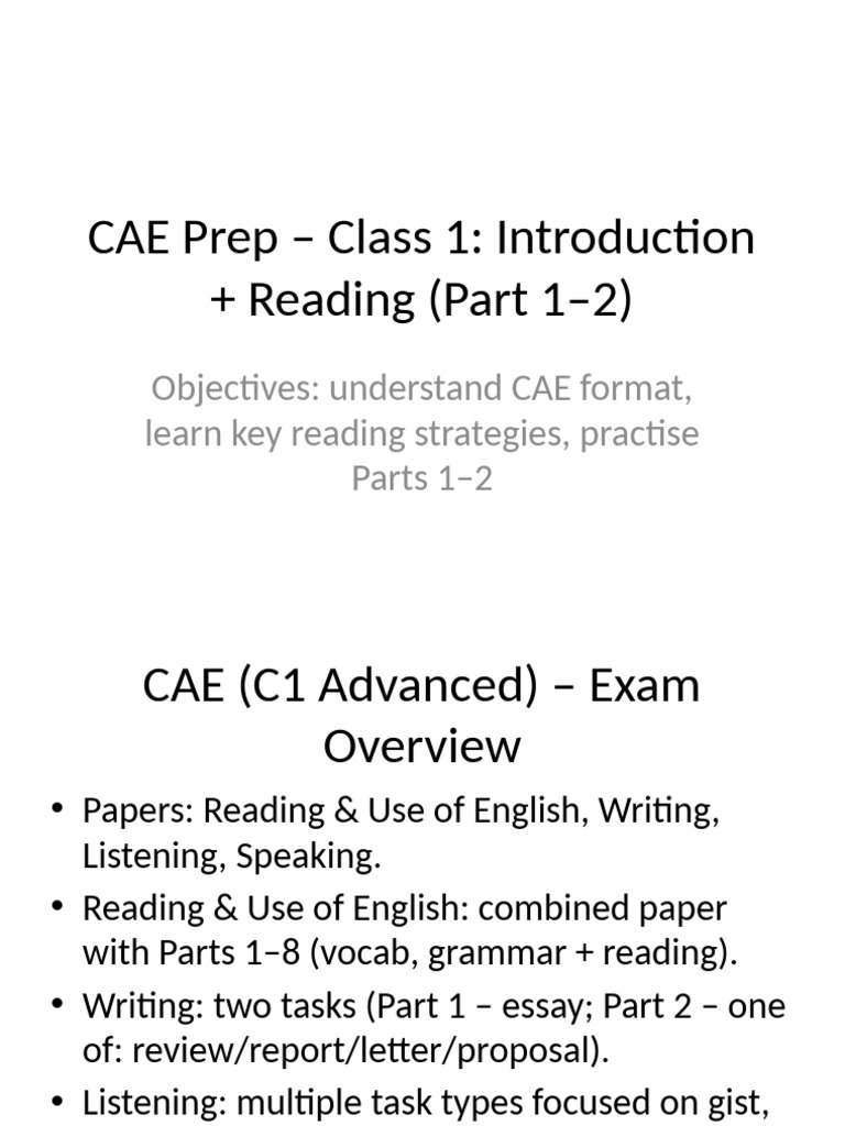 CAE Class 1 Intro Reading | PDF | Reading Comprehension | Cognitive Science