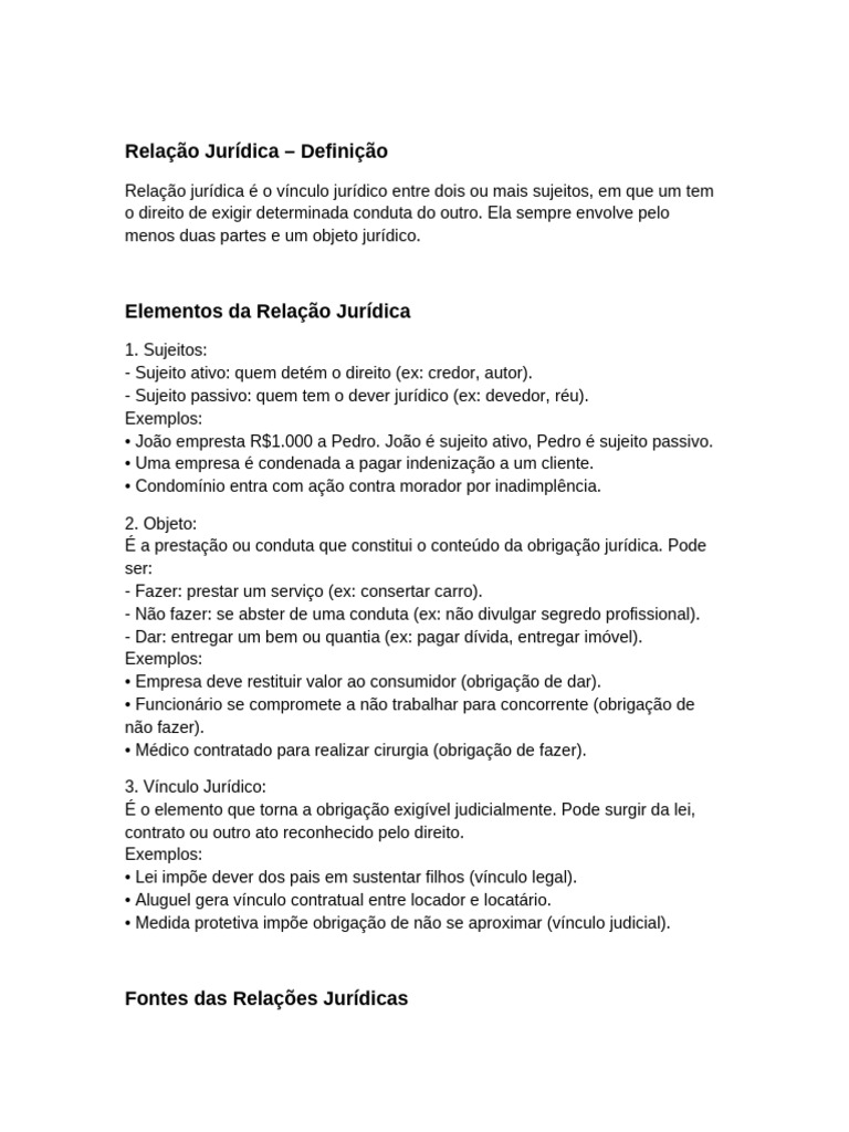 Definição e Elementos da Relação Jurídica | PDF