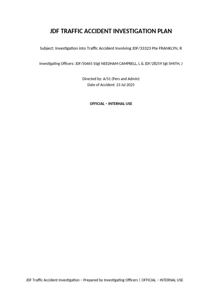 JDF Traffic Accident Investigation Plan | PDF | Traffic Collision ...