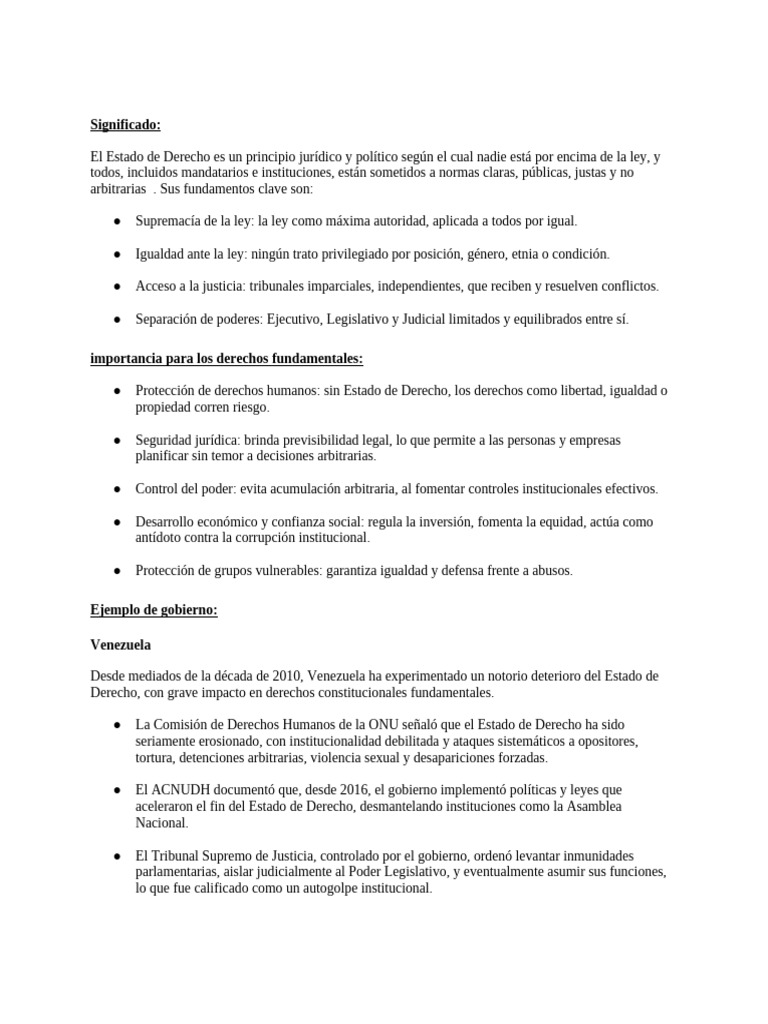 Estado de Derecho y su Crisis en Venezuela | PDF | Estado (política ...