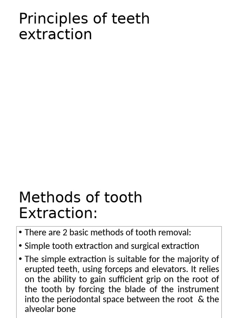 Tooth Extraction Techniques Explained | PDF | Human Tooth | Dentistry