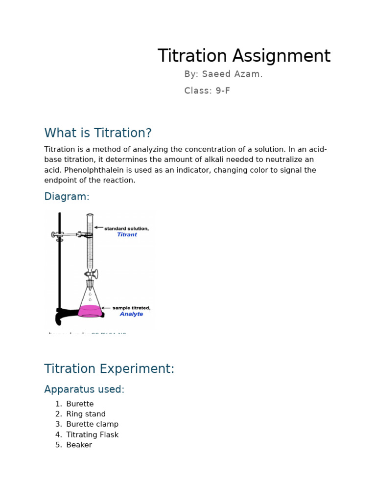 Titration of Strong Acid and Base | PDF
