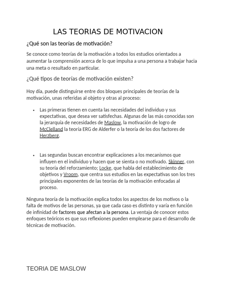 Teorías de Motivación y Maslow | PDF | Motivación | Motivacional