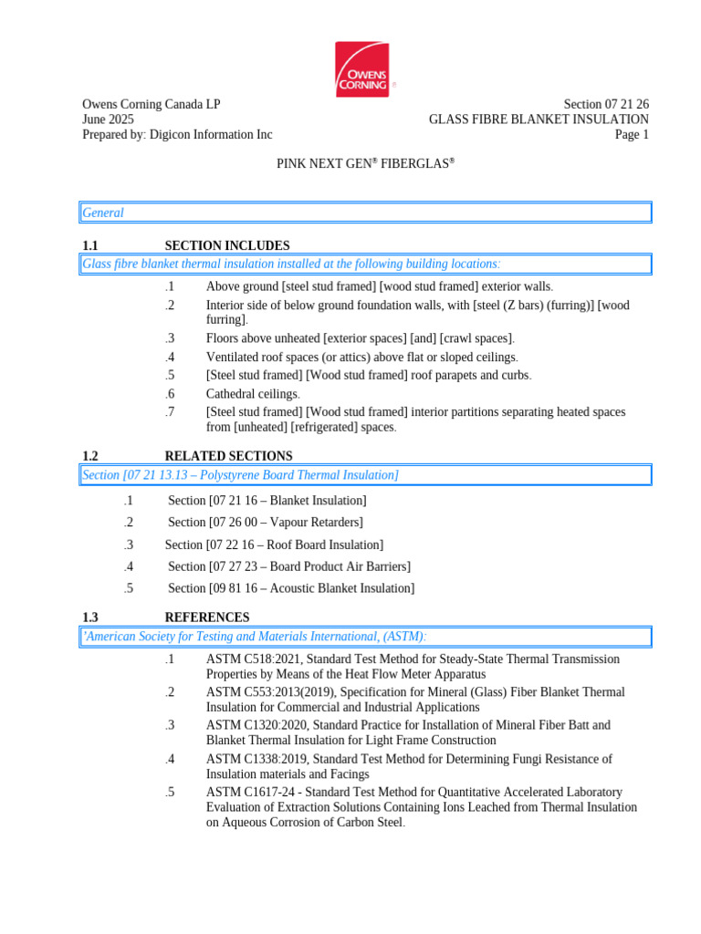 Glass Fibre Blanket Spec Sheet en | PDF | Building Insulation | Waste ...