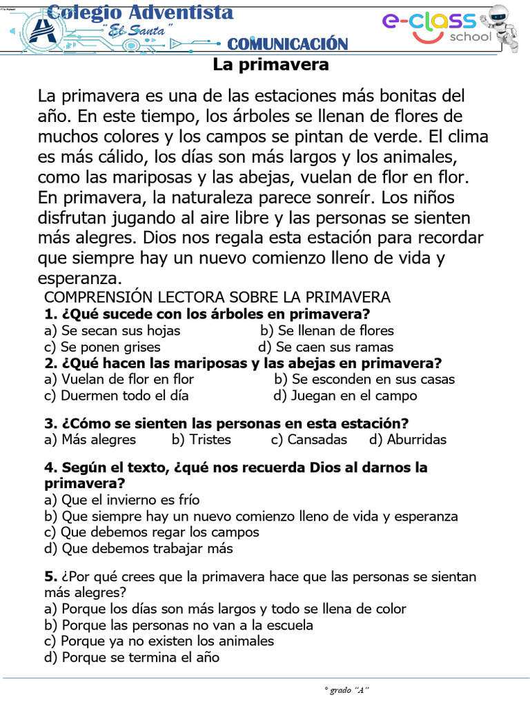 Comprendiendo la Primavera en 2° Grado | PDF | Temporada de primavera)