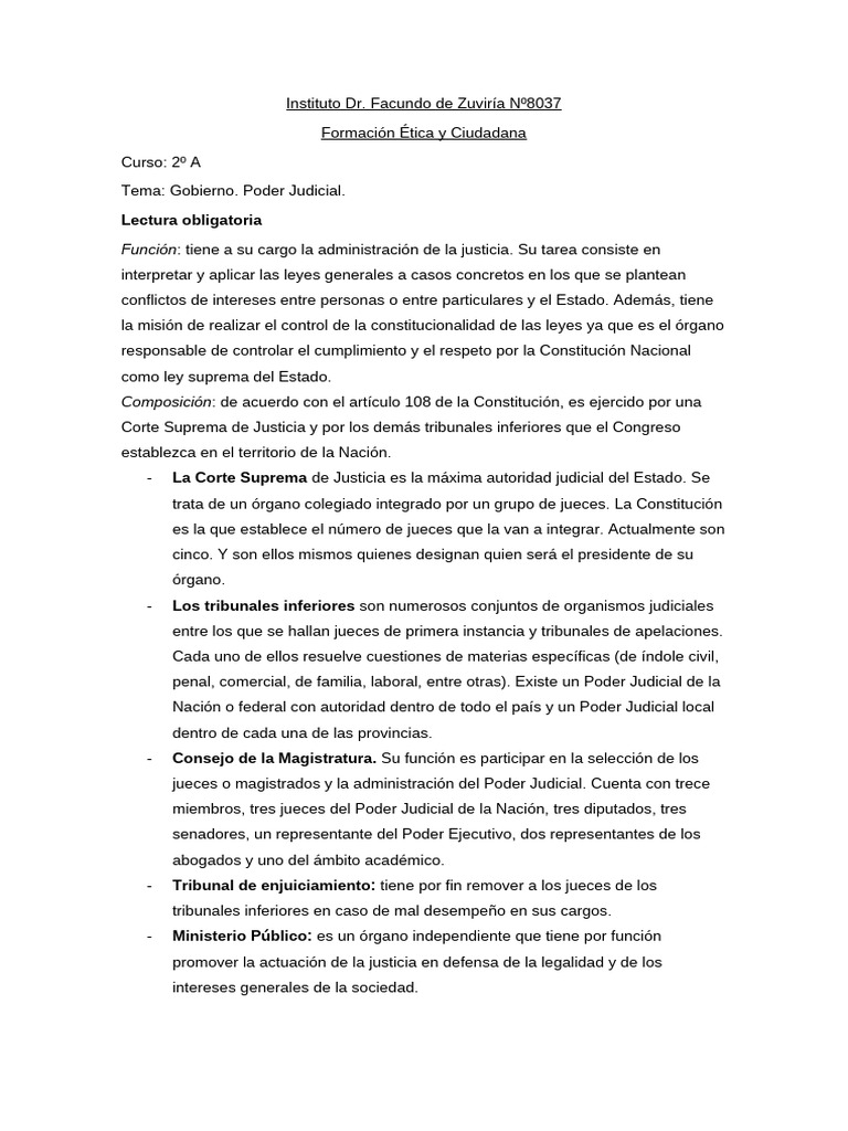 Estructura y Función del Poder Judicial | PDF | Judicaturas | Juez