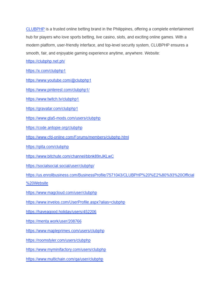 CLUBPHP: Online Betting in Philippines | PDF | Gambling Games ...