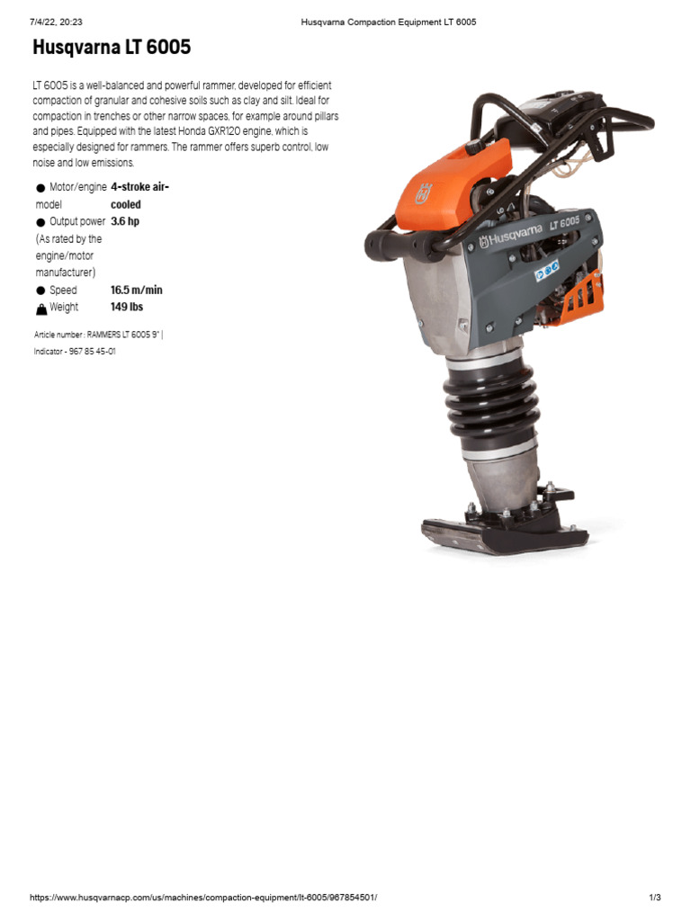 Husqvarna LT 6005 Rammer Overview | PDF | Engines | Vehicles