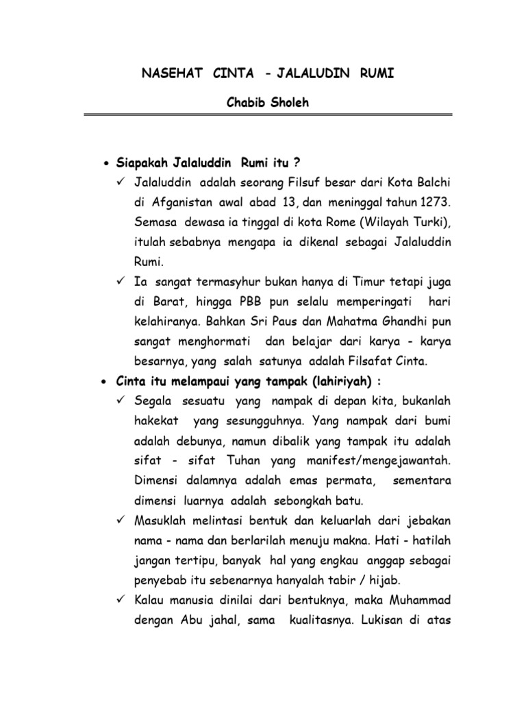 Filsafat Cinta Jalaluddin Rumi | PDF