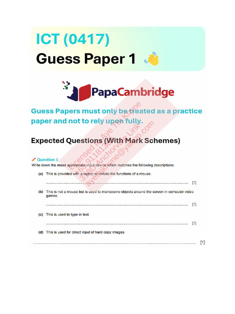 0417 ICT Paper 1 May June 2025 | PDF