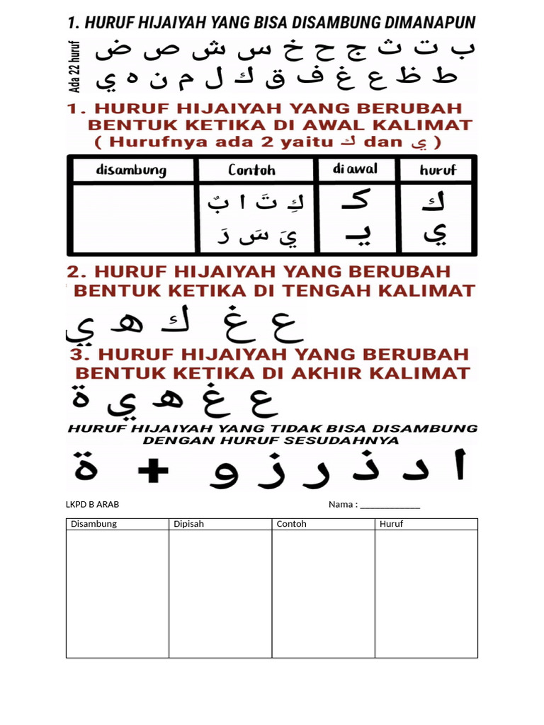 LKPD B ARAB Menyambung HRF | PDF