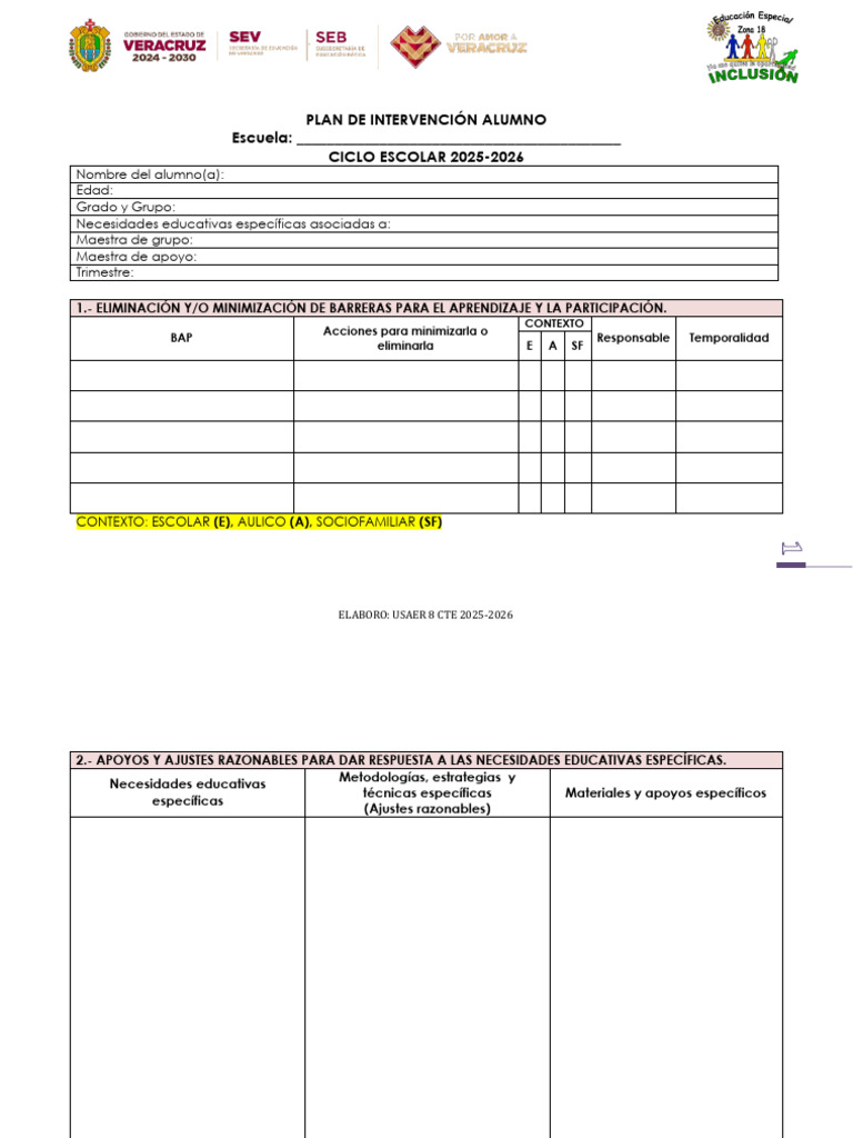 Plan de Intervención Educativa 2025-2026 | PDF | Plan de estudios ...