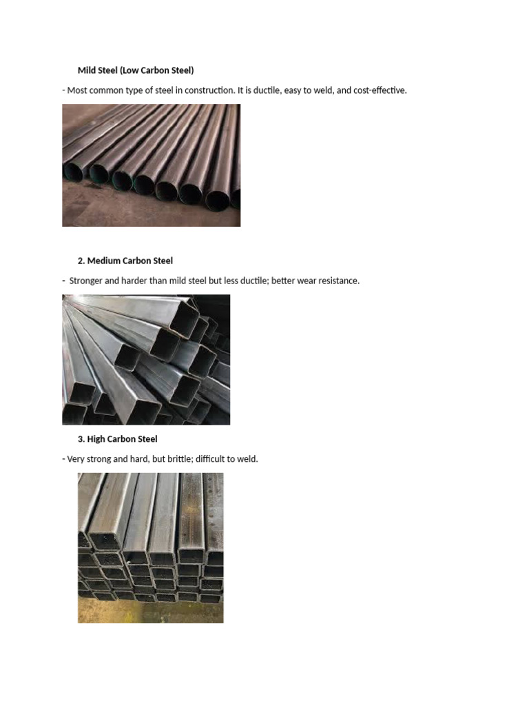 Types of Steel: Properties & Uses | PDF