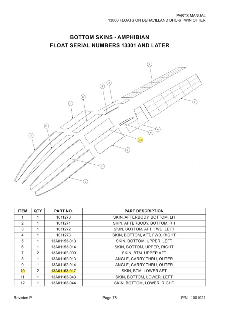 Bottom Skins - Amphibian Float Serial Numbers 13301 and Later | PDF