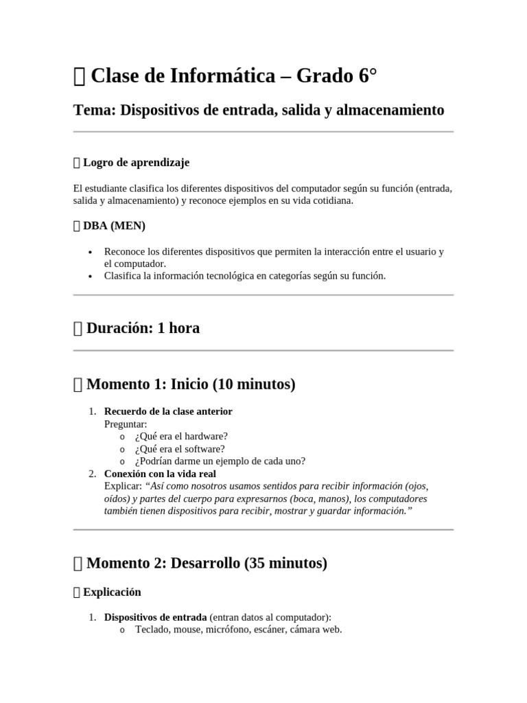 Clase 2 Informatica | PDF | Hardware de la computadora | Periférico