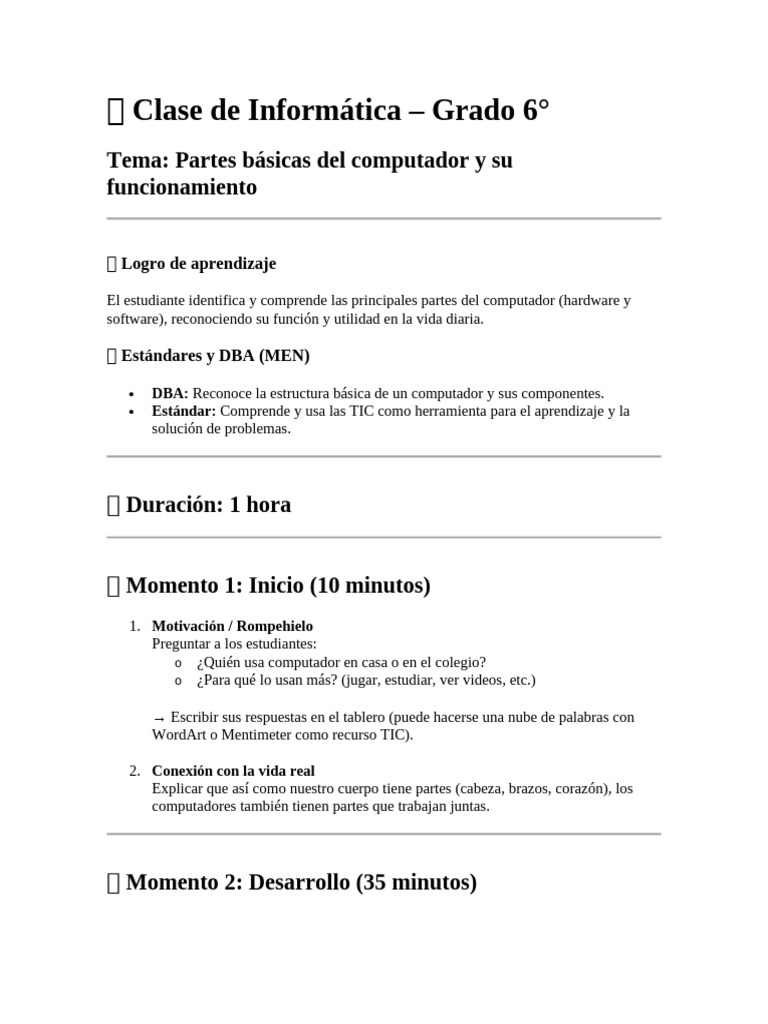 Clase 1 Informatica | PDF | Hardware de la computadora | Sistema operativo