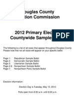 Douglas County, NE Sample Ballot May 15, 2012 Primary Election