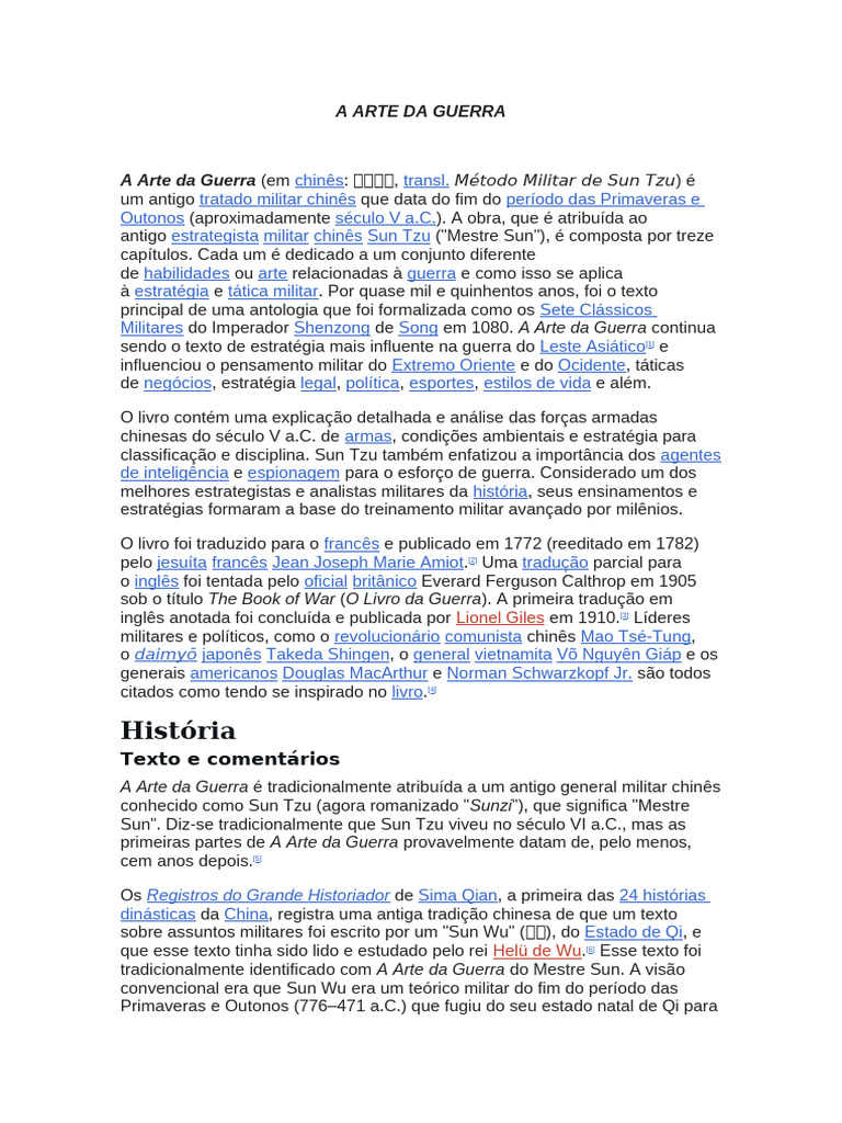 A ARTE DA GUERRA | PDF | A arte da Guerra | Militar