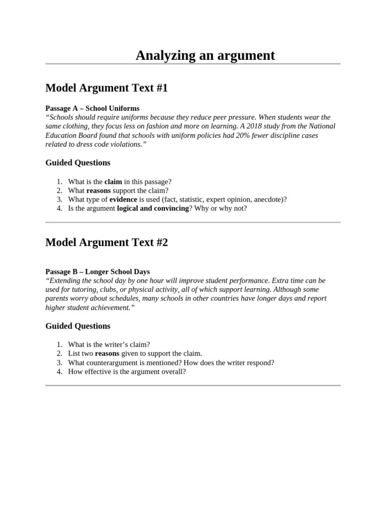 Argument Analysis for School Policies | PDF | Homework | Argument