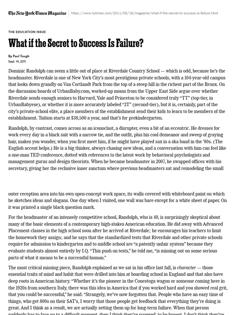 What If The Secret To Success Is Failure The New York Times PDF